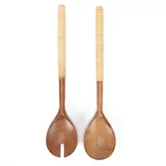 CASA CANTABRIA - SETX2 CUBIERTOS SERVIR ACACIA/RATTAN
