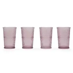 ROBERTA ALLEN - VASO LARGO LABRADO ROSADO SET4