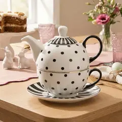 ROBERTA ALLEN - Tetera Porcelana Market Wonder: Tetera 450 ml + Taza 300 ml + Plato