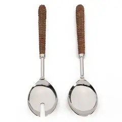 CASA CANTABRIA - SETX2 CUBIERTOS SERVIR RATTAN BROWN