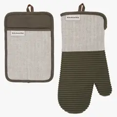 KITCHENAID - SET COGEOLLAS Y GUANTE VERDE OLIVA