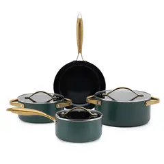 WURDEN - Batería De Cocina 7 Piezas Cerámica Verde Premium