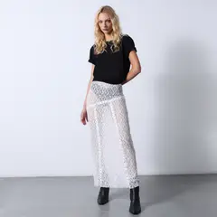 DENIMLAB - Falda Maxi Mujer con Encaje