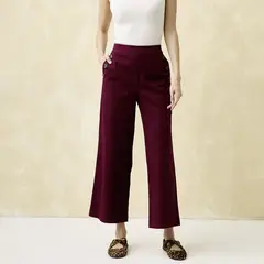 UNIVERSITY CLUB - Pantalón Recto Mujer Tiro medio de Algodón Iniversity Club