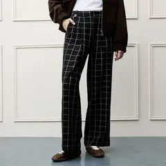 BASEMENT - Pantalón Wide leg Mujer Tiro medio