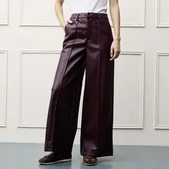 BASEMENT - Pantalón Wide Leg Mujer Efecto Cuero