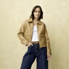 UNIVERSITY CLUB - Chaqueta Mujer Efecto Cuero