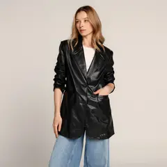 UNIVERSITY CLUB - Blazer Mujer Efecto Cuero