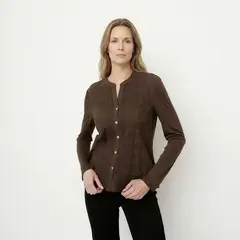NEWPORT - Camisa Mujer Con Ojalillo Manga larga