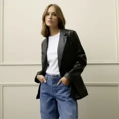 BASEMENT - Blazer Mujer Efecto cuero