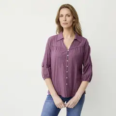 NEWPORT - Blusa Mujer Manga 3/4de Algodón