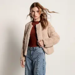 MOSSIMO - Chaqueta Mujer Efecto pelo