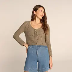 DOO AUSTRALIA - Cardigan Mujer Tejido de Algodón