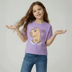 YAMP - Camiseta para Niña con Estampado de Algodón