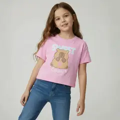 YAMP - Camiseta para Niña con Estampado de Algodón