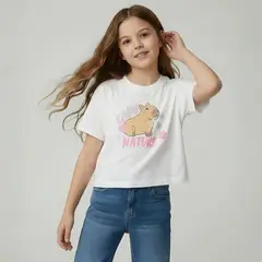 YAMP - Camiseta para Niña con Estampado de Algodón