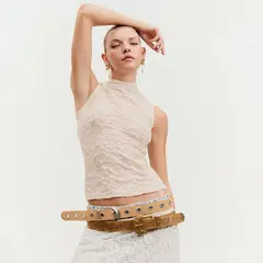 SYBILLA - Blusa Mujer Sin mangas de Algodón