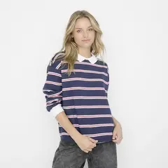 SYBILLA - Saco Mujer de Rayas Manga larga de Algodón