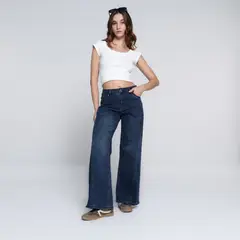 SYBILLA - Pantalón Wide leg Mujer Tiro medio de Algodón
