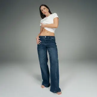 SYBILLA - Pantalón Wide leg Mujer Tiro medio de Algodón