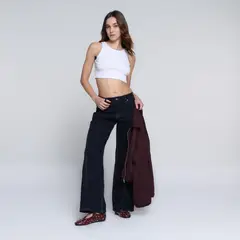 SYBILLA - Pantalón Wide leg Mujer Tiro medio de Algodón