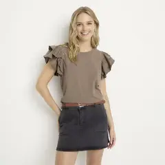 SYBILLA - Camiseta Mujer Manga corta de Algodón