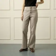 BASEMENT - Pantalón Recto Mujer De Algodón