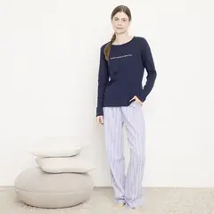 BENETTON - Pijama completa con pantalón para Mujer Manga larga de Algodón