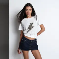 DENIMLAB - Falda de jean Mini Mujer de Algodón