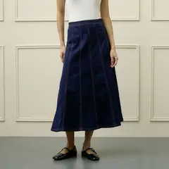 BASEMENT - Falda de jean Midi Mujer de Algodón