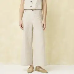 UNIVERSITY CLUB - Pantalón Wide leg Mujer Tiro medio de Algodón Iniversity Club