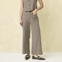 UNIVERSITY CLUB - Pantalón Wide leg Mujer Tiro medio de Algodón Iniversity Club