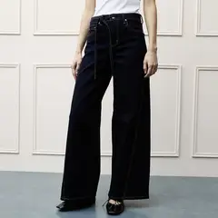 BASEMENT - Jean Wide leg Mujer Tiro medio de Algodón