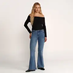 SYBILLA - Jean Flare Mujer Tiro medio