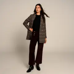 UNIVERSITY CLUB - Pantalón Wide Leg Mujer Tiro Medio de Algodón