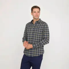 UNIVERSITY CLUB - Camisa Hombre de Cuadros Manga larga de Algodón