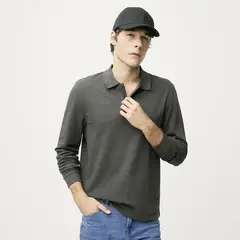 BASEMENT - Camisa Polo Hombre Manga Larga de Algodón