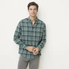 NEWPORT - Camisa Hombre con Cuadros Manga Larga de Algodón