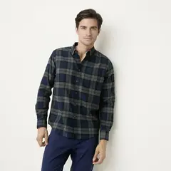 NEWPORT - Camisa Hombre con Cuadros Manga Larga de Algodón