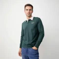 UNIVERSITY CLUB - Camiseta polo Hombre Manga larga de Rayas de Algodón