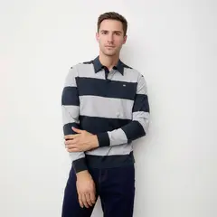 UNIVERSITY CLUB - Camiseta polo Hombre Manga larga de Rayas de Algodón