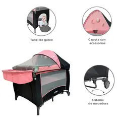 PRIORI - Cuna Corral para Bebé Color Rosa