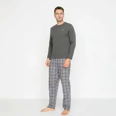 BENETTON - Pijama Hombre Largo Manga larga de Cuadros de Algodón