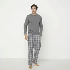 NEWPORT - Pijama Hombre Largo Manga larga de Cuadros de Algodón