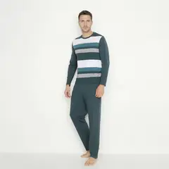 BENETTON - Pijama Hombre Largo Manga larga de Rayas de Algodón
