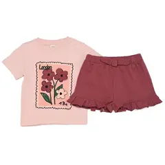 YAMP - Conjunto Camiseta manga corta + Short para Bebé niña en Algodón