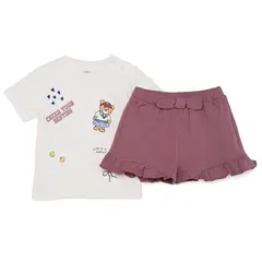 YAMP - Conjunto Camiseta manga corta + Short para Bebé niña en Algodón