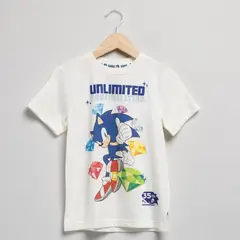SONIC - Camiseta para Niño con Estampado de Algodón