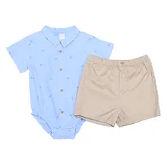 YAMP - Conjunto Camiseta Manga Corta manga corta + Pantalón para Bebé niño en Algodón