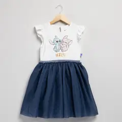 LILO & STITCH - Vestido para Niña con Estampado de Algodón